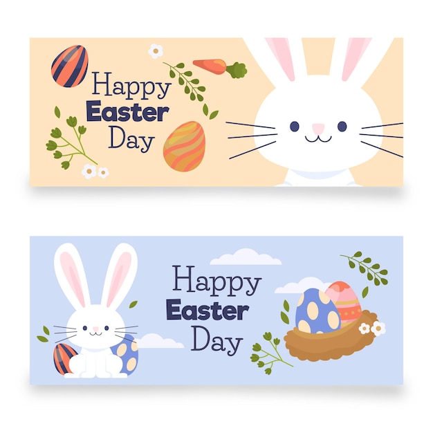 Flat easter banners set