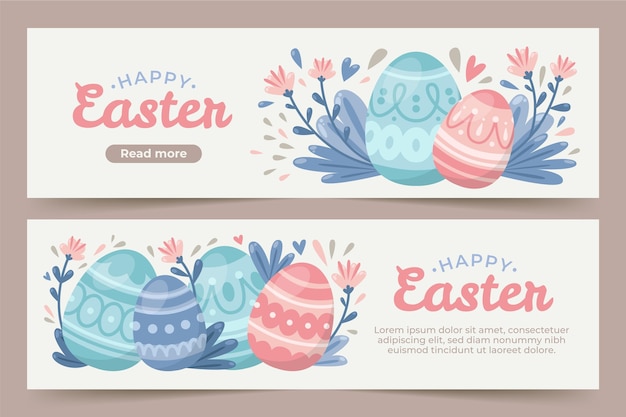 Flat easter banners