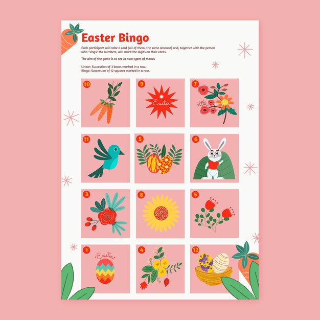 Flat easter bingo template