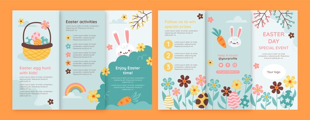 Flat easter brochure template