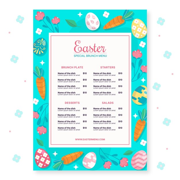 Free vector flat easter brunch menu template