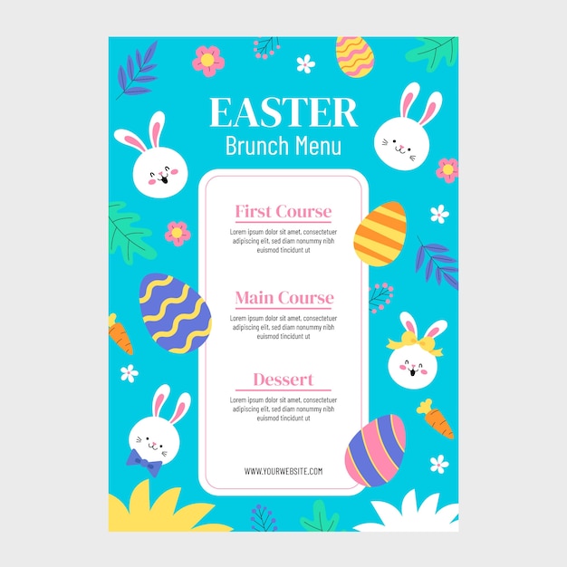 Free vector flat easter brunch menu template