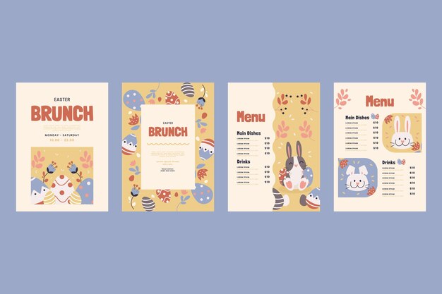 Premium Vector | Flat easter brunch menu template