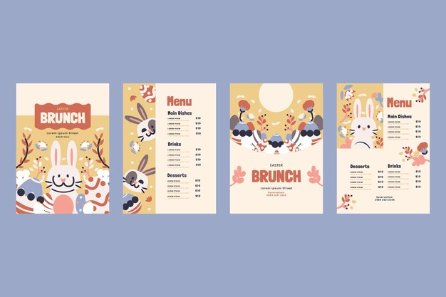Premium Vector | Flat easter brunch menu template