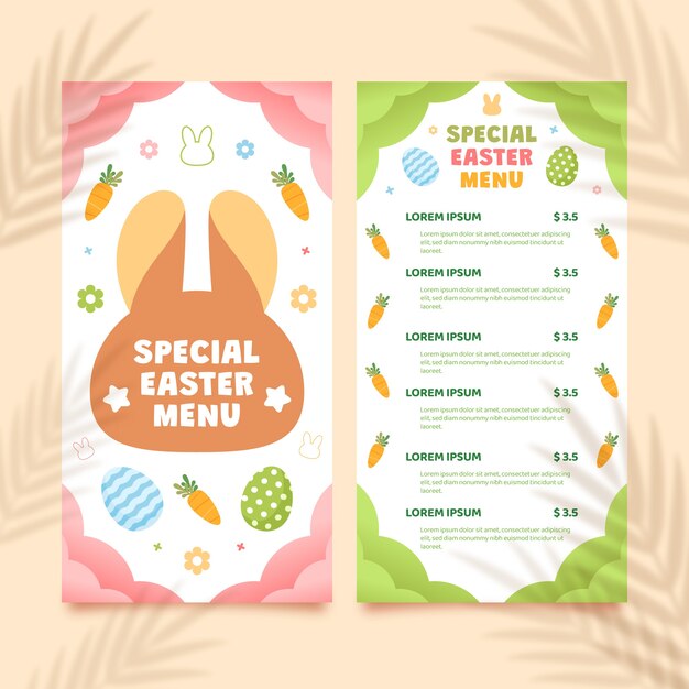 Flat easter brunch menu template