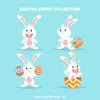 Free vector flat easter bunnies collection