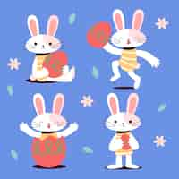 Free vector flat easter bunnies collection