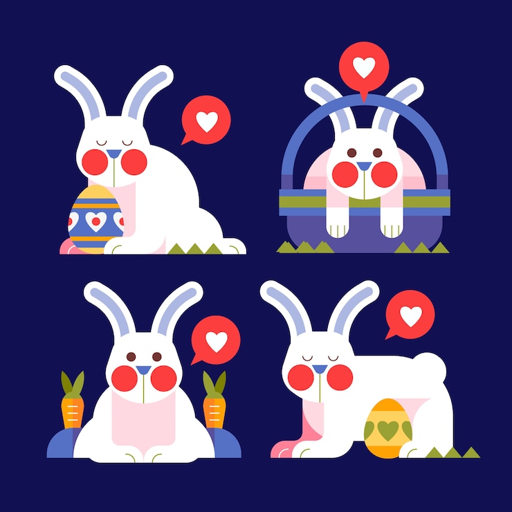 Free Vector flat easter bunnies collection