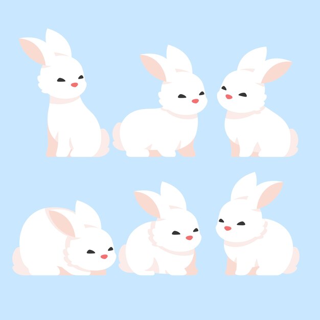 Коллекция плоских пасхальных кроликов