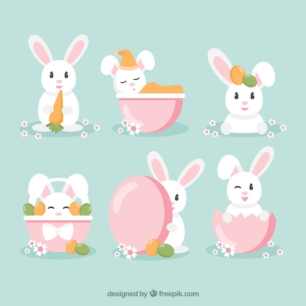 Flat easter bunny collection