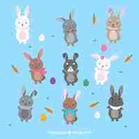 Free vector flat easter bunny collection