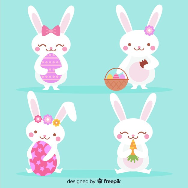 Flat easter bunny collection
