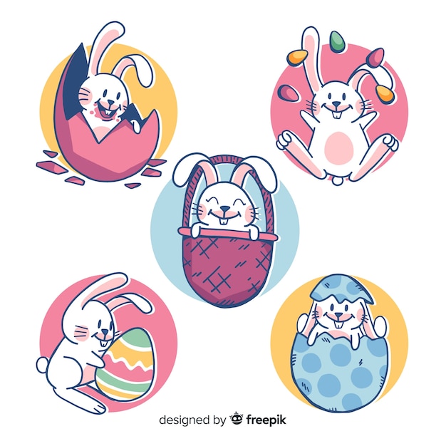 Flat easter bunny collection