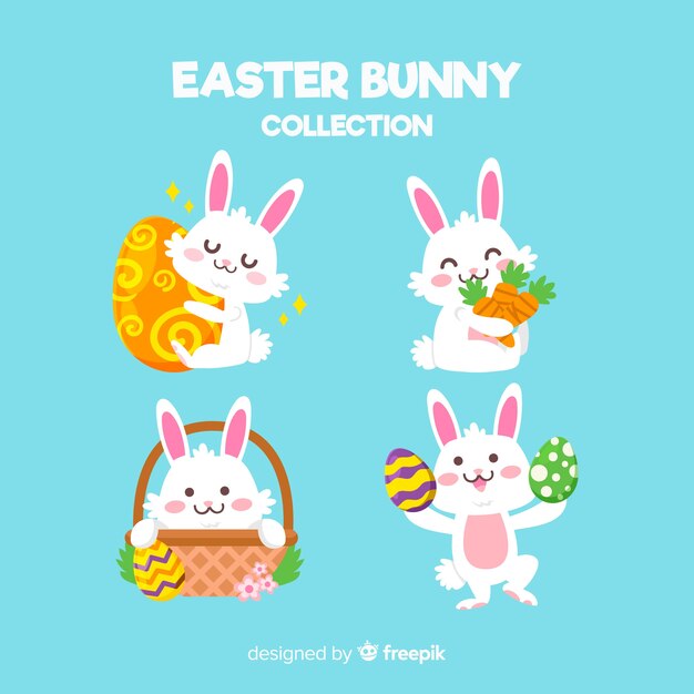 Flat easter bunny collection