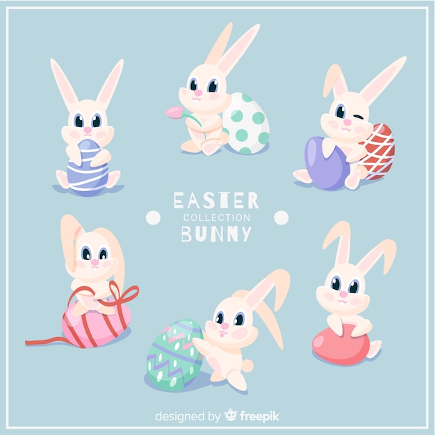 Flat easter bunny collection