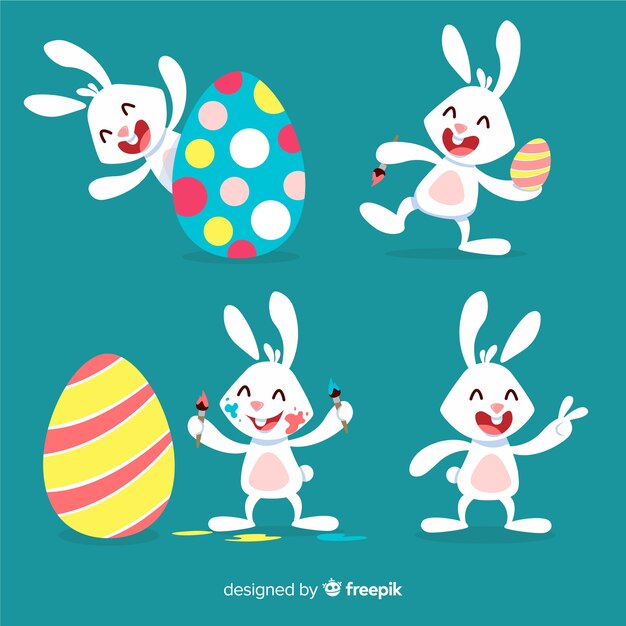 Flat easter bunny collection