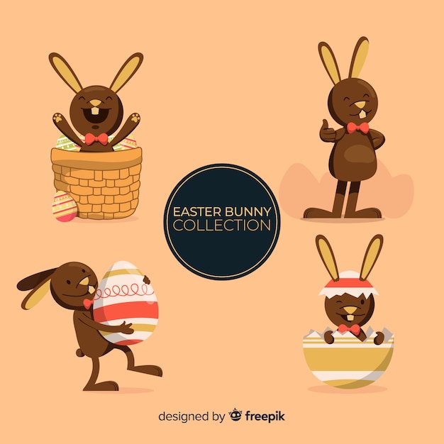 Free vector flat easter bunny collection