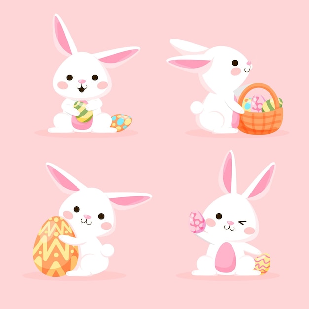 Flat easter bunny collection