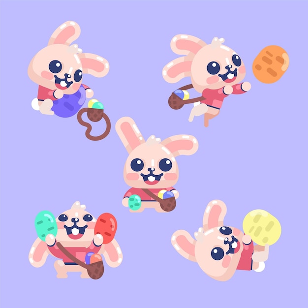 Free vector flat easter bunny collection