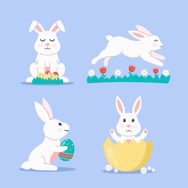 Flat easter bunny collection