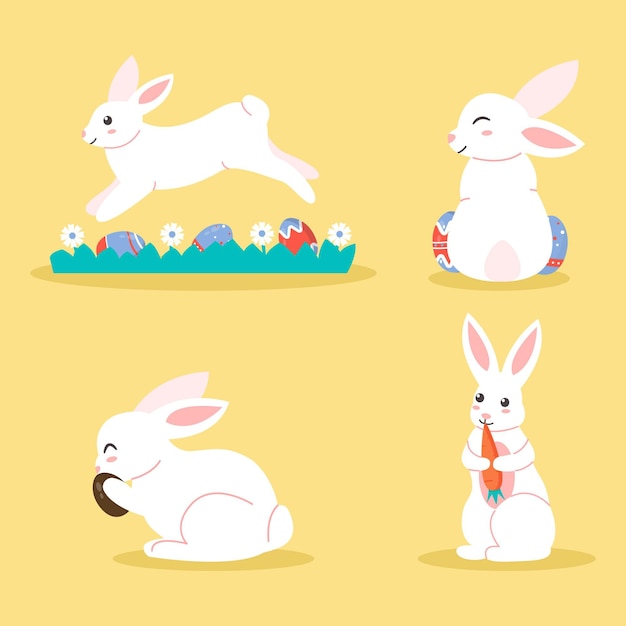 Free vector flat easter bunny collection