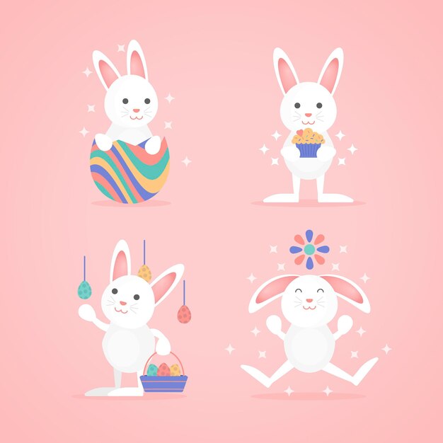 Flat easter bunny collection