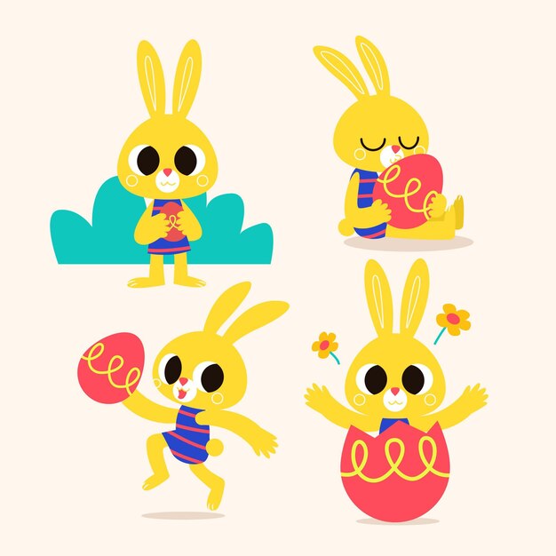 Flat easter bunny collection