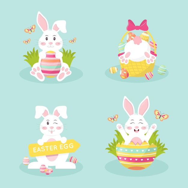 Flat easter bunny collection