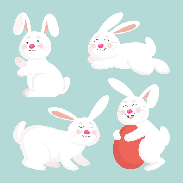 Free vector flat easter bunny collection