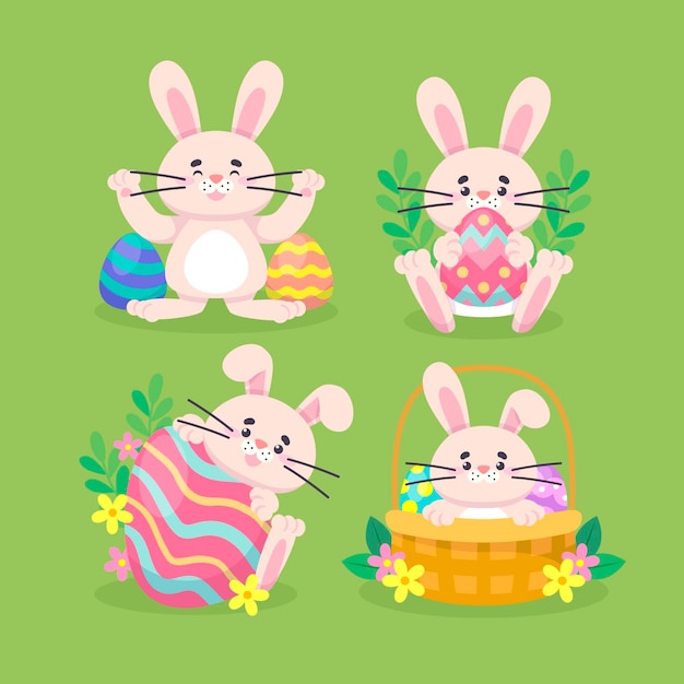 Flat easter bunny collection