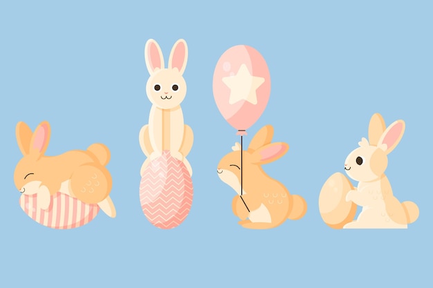 Flat easter bunny collection