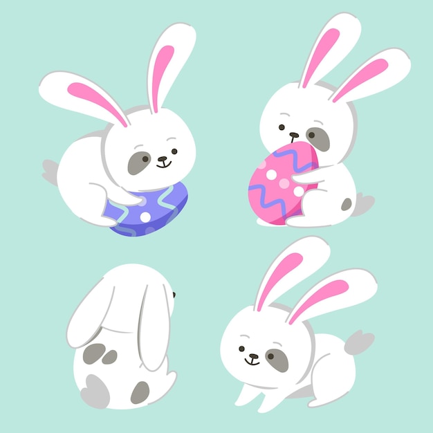 Free vector flat easter bunny collection