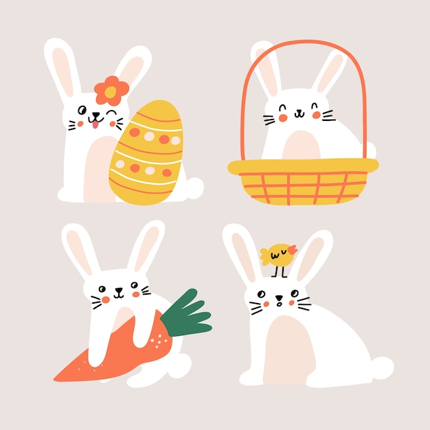 Flat easter bunny collection