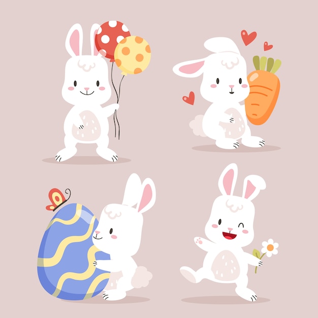 Flat easter bunny collection