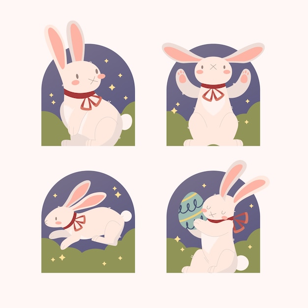 Flat Easter Bunny Collection – Free Vector Templates