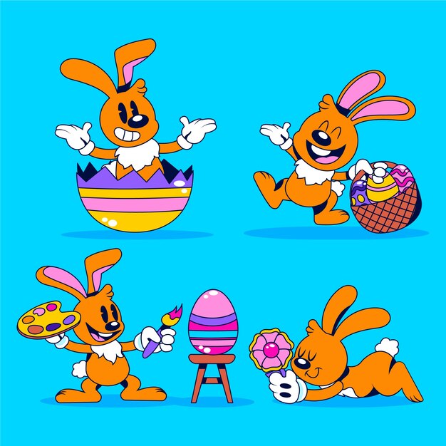 Flat easter bunny collection