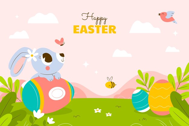 Flat easter celebration background