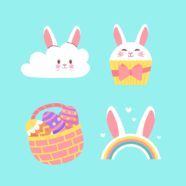 Free vector flat easter celebration elements collection