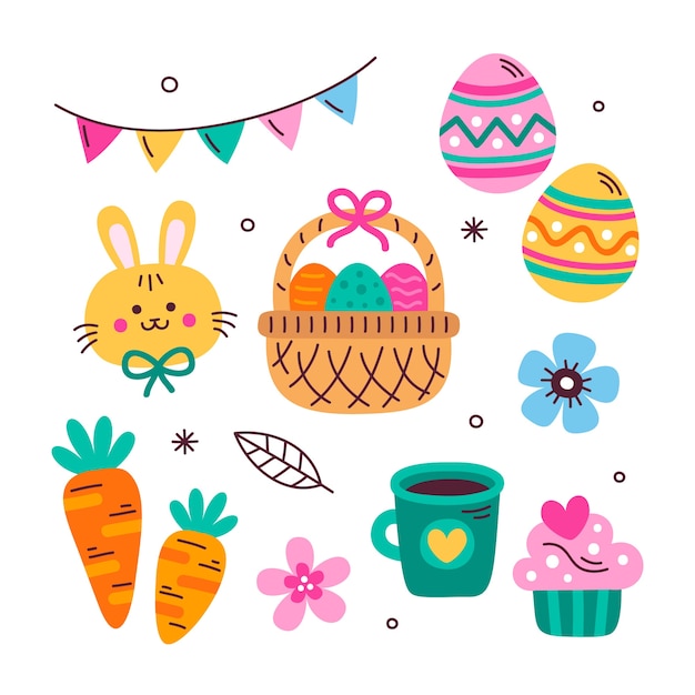 Free vector flat easter celebration elements collection