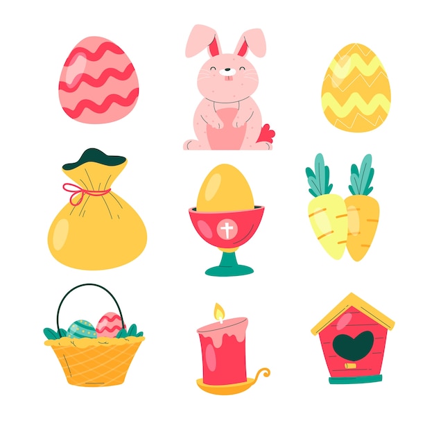 Free vector flat easter celebration elements collection