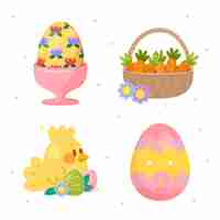 Free vector flat easter celebration elements collection