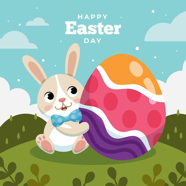 Flat easter celebration illustration