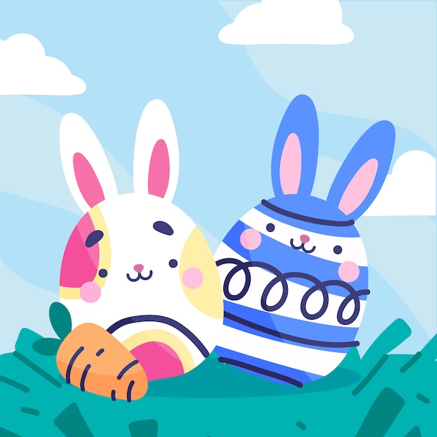 Flat easter celebration illustration