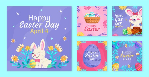 flat easter celebration instagram posts collection