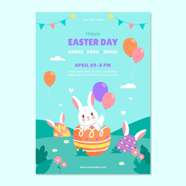 flat easter celebration vertical poster template