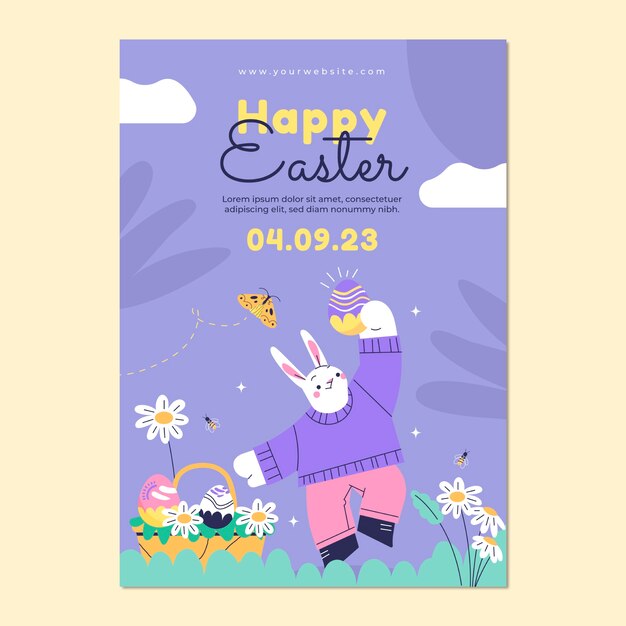 Free vector flat easter celebration vertical poster template