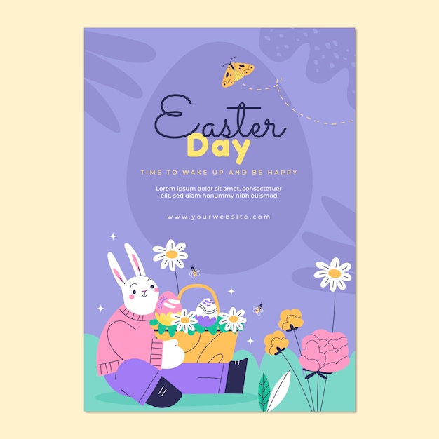 Free vector flat easter celebration vertical poster template