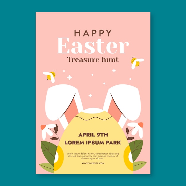 Flat easter celebration vertical poster template