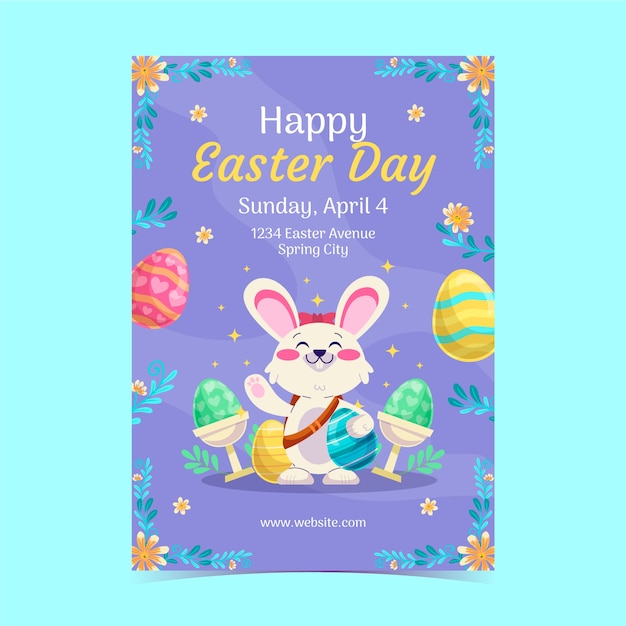 Free vector flat easter celebration vertical poster template