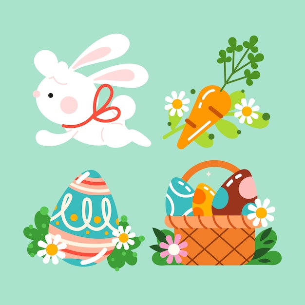 Free vector flat easter cliparts collection